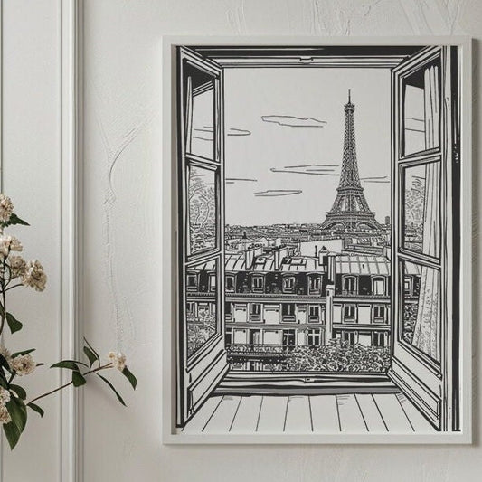 Paris Eiffel Tower Line Drawing Print