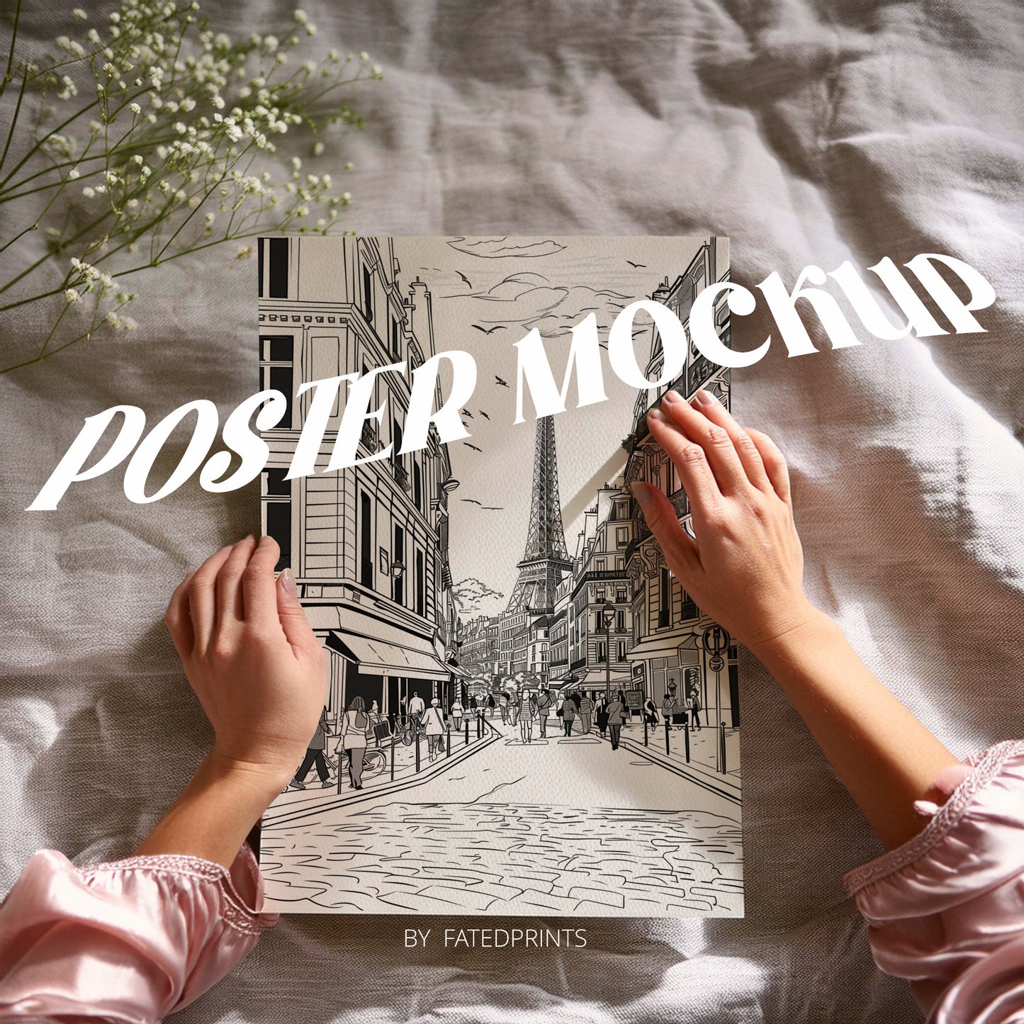 Textured Paper Mockup with Hands