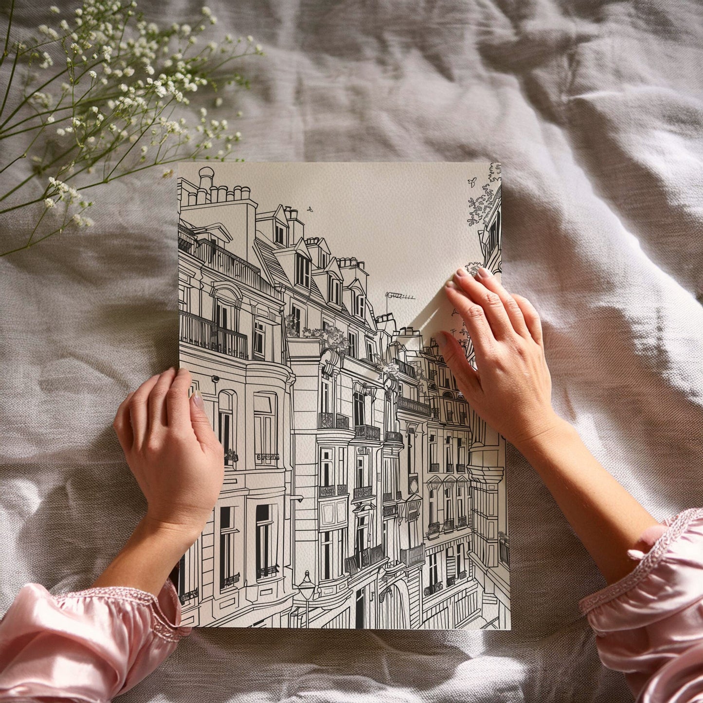 Paris Buildings - Line Drawing Print